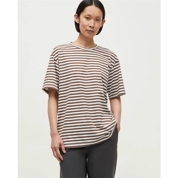 Aiayu Classic Circular Striped T-shirt, Mix Coffee